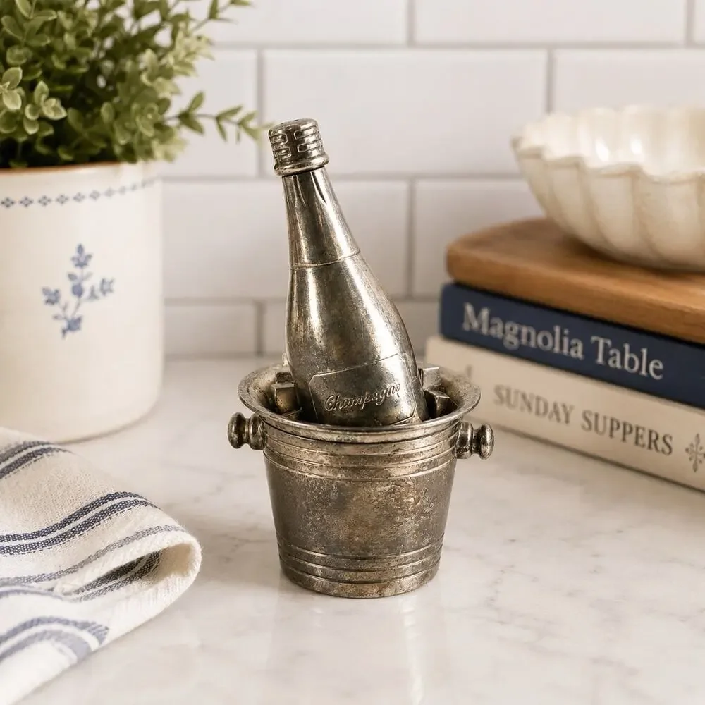 Vintage International Silver Co Champagne Bottle Ice Bucket Salt & Pepper Shaker - Picture 2 of 9